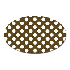 Brown Polkadot Background Oval Magnet by Nexatart