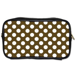 Brown Polkadot Background Toiletries Bags 2-side by Nexatart