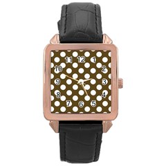 Brown Polkadot Background Rose Gold Leather Watch  by Nexatart