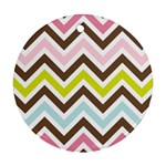 Chevrons Stripes Colors Background Round Ornament (Two Sides) Back