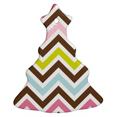 Chevrons Stripes Colors Background Christmas Tree Ornament (two Sides) by Nexatart