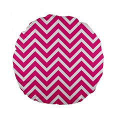 Chevrons Stripes Pink Background Standard 15  Premium Flano Round Cushions