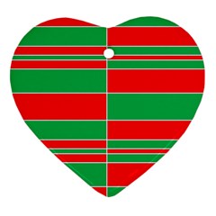 Christmas Colors Red Green Ornament (heart) by Nexatart