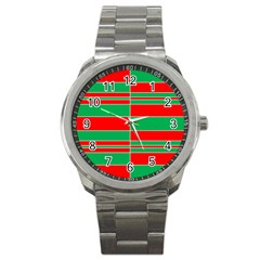 Christmas Colors Red Green Sport Metal Watch by Nexatart