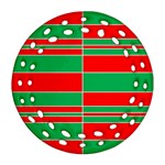 Christmas Colors Red Green Round Filigree Ornament (Two Sides) Front