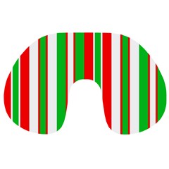 Christmas Holiday Stripes Red Green,white Travel Neck Pillows by Nexatart