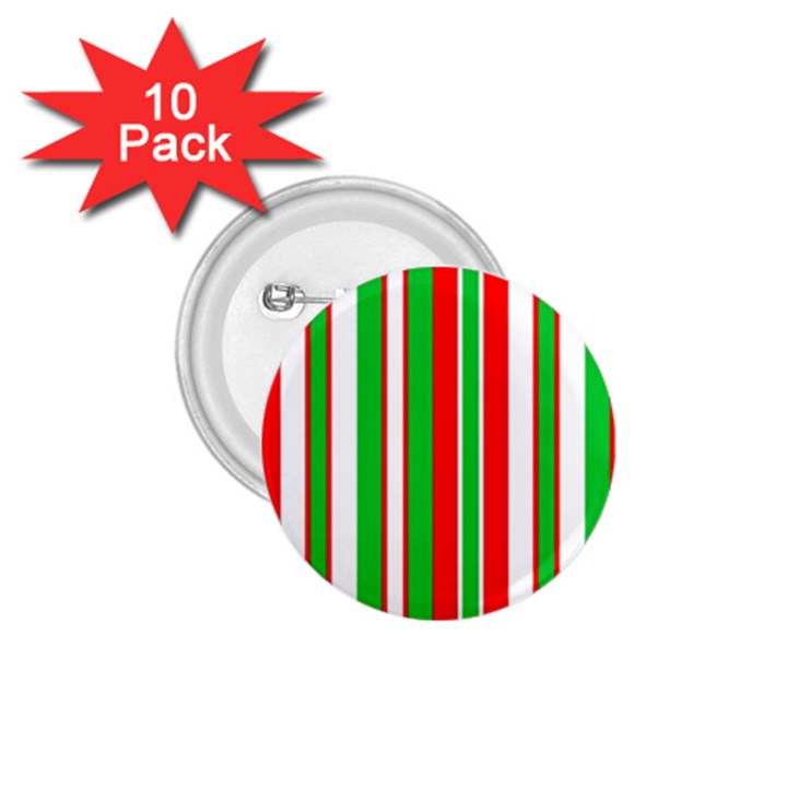 Christmas Holiday Stripes Red green,white 1.75  Buttons (10 pack)