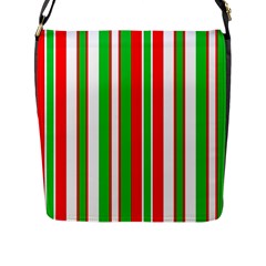 Christmas Holiday Stripes Red Green,white Flap Messenger Bag (l) 