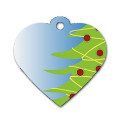 Christmas Tree Christmas Dog Tag Heart (two Sides) by Nexatart