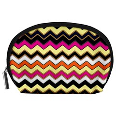 Colorful Chevron Pattern Stripes Accessory Pouches (large)  by Nexatart