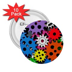 Colorful Toothed Wheels 2 25  Buttons (10 Pack)  by Nexatart