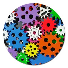 Colorful Toothed Wheels Magnet 5  (round) by Nexatart