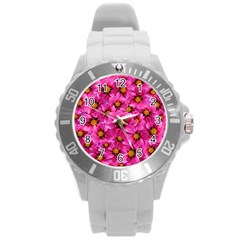 Dahlia Flowers Pink Garden Plant Round Plastic Sport Watch (l) by Nexatart
