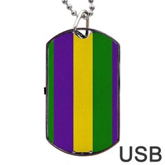 Mardi Gras Striped Pattern Dog Tag Usb Flash (one Side) by dflcprints