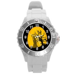 Death Haloween Background Card Round Plastic Sport Watch (l) by Nexatart