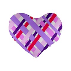 Diagonal Gingham Geometric Standard 16  Premium Heart Shape Cushions by Nexatart