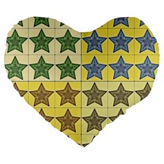 Pattern With A Stars Large 19  Premium Heart Shape Cushions by Nexatart