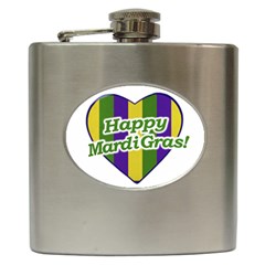 Happy Mardi Gras Logo Hip Flask (6 Oz) by dflcprints