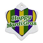 Happy Mardi Gras Logo Snowflake Ornament (Two Sides) Back