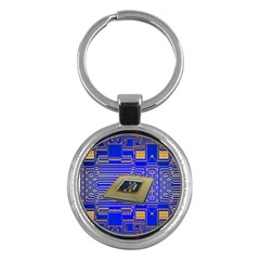 Processor Cpu Board Circuits Key Chains (round)  by Nexatart