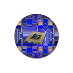 Processor Cpu Board Circuits Magnet 3  (round) by Nexatart