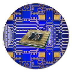 Processor Cpu Board Circuits Magnet 5  (round) by Nexatart