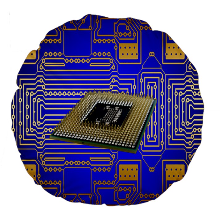 Processor Cpu Board Circuits Large 18  Premium Round Cushions