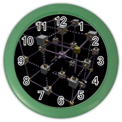 Grid Construction Structure Metal Color Wall Clocks by Nexatart