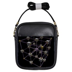 Grid Construction Structure Metal Girls Sling Bags by Nexatart