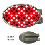 Red & Black Polka Dot Pattern Money Clips (Oval)  Front