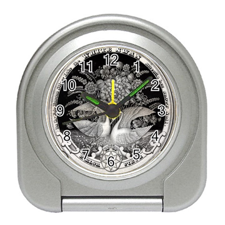 Swans Floral Pattern Vintage Travel Alarm Clocks