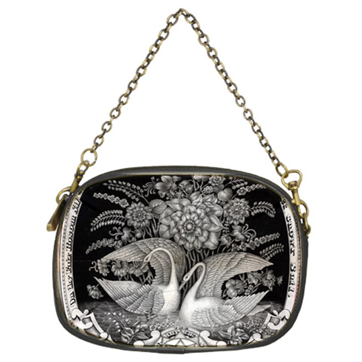 Swans Floral Pattern Vintage Chain Purses (Two Sides) 