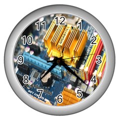 Technology Computer Chips Gigabyte Wall Clocks (silver)  by Nexatart