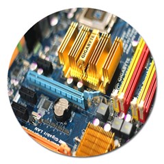 Technology Computer Chips Gigabyte Magnet 5  (round) by Nexatart