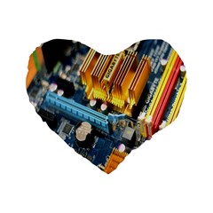 Technology Computer Chips Gigabyte Standard 16  Premium Flano Heart Shape Cushions by Nexatart