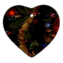Night Xmas Decorations Lights  Heart Ornament (two Sides) by Nexatart