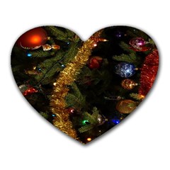 Night Xmas Decorations Lights  Heart Mousepads by Nexatart