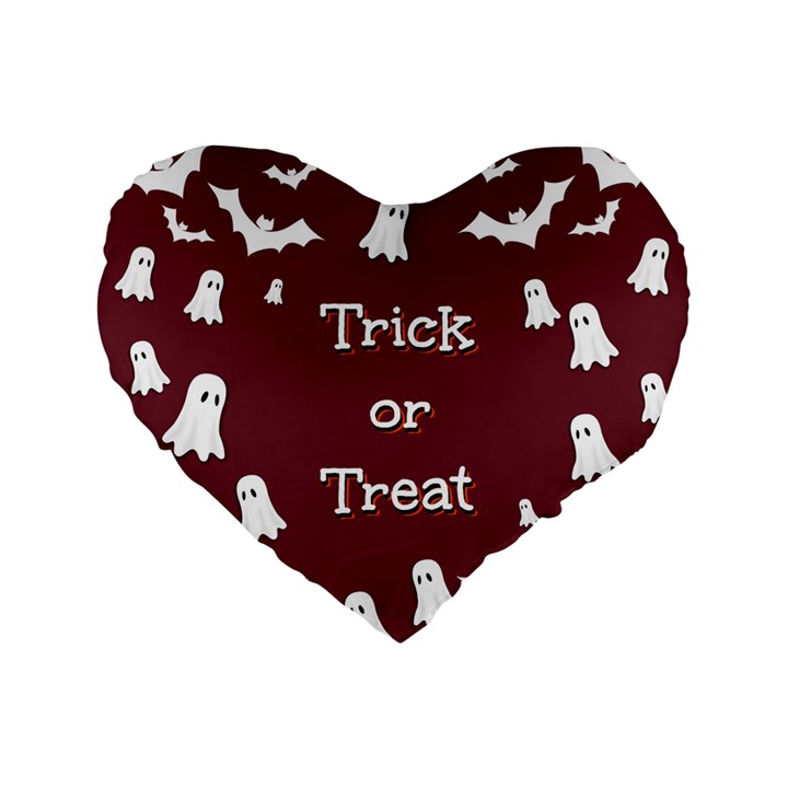 Halloween Free Card Trick Or Treat Standard 16  Premium Flano Heart Shape Cushions