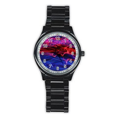 Lights Abstract Curves Long Exposure Stainless Steel Round Watch by Nexatart