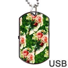 Floral Collage Dog Tag Usb Flash (two Sides) by Nexatart