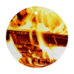 Fire Flame Wood Fire Brand Round Ornament (two Sides) by Nexatart