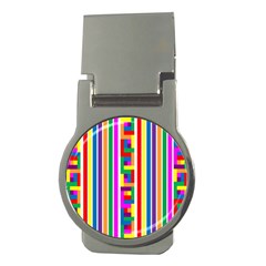 Rainbow Geometric Design Spectrum Money Clips (round) 