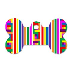 Rainbow Geometric Design Spectrum Dog Tag Bone (two Sides) by Nexatart