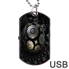 Fractal Sphere Steel 3d Structures Dog Tag Usb Flash (one Side) by Nexatart