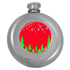 Merry Christmas Round Hip Flask (5 Oz) by Nexatart