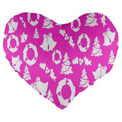 Pink Christmas Background Large 19  Premium Heart Shape Cushions by Nexatart