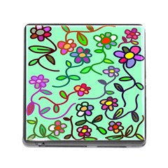 Flowers Floral Doodle Plants Memory Card Reader (square) by Nexatart