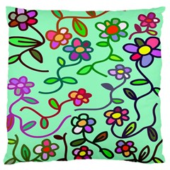 Flowers Floral Doodle Plants Large Flano Cushion Case (two Sides)