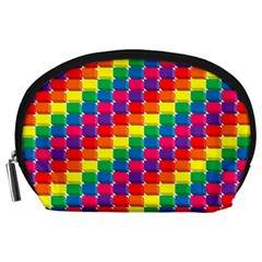 Rainbow 3d Cubes Red Orange Accessory Pouches (large)  by Nexatart