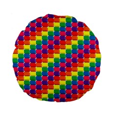 Rainbow 3d Cubes Red Orange Standard 15  Premium Flano Round Cushions